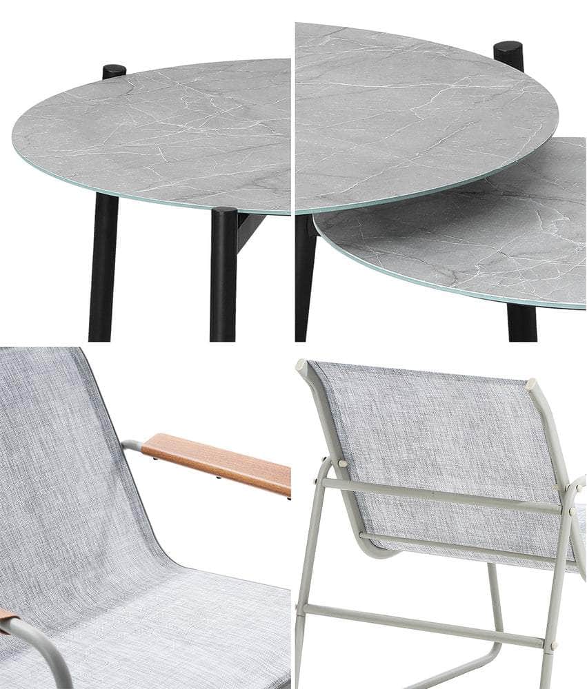 6PCS Outdoor Patio Set 4x Chairs with Coffee Table Textilene Garden Set
