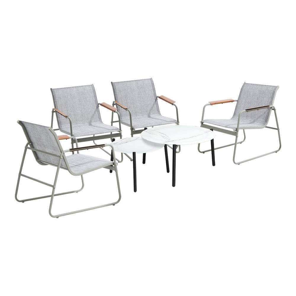 6PCS Outdoor Patio Set 4x Chairs with Coffee Table Textilene Garden Set