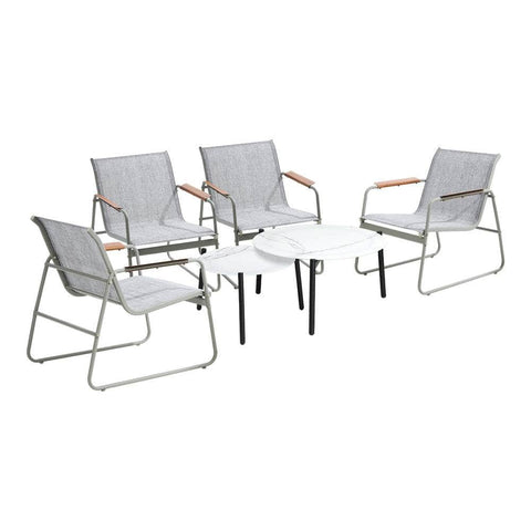 6PCS Outdoor Patio Set 4x Chairs with Coffee Table Textilene Garden Set