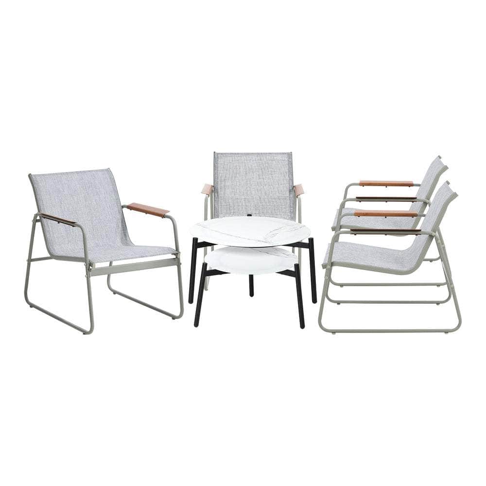 6PCS Outdoor Patio Set 4x Chairs with Coffee Table Textilene Garden Set