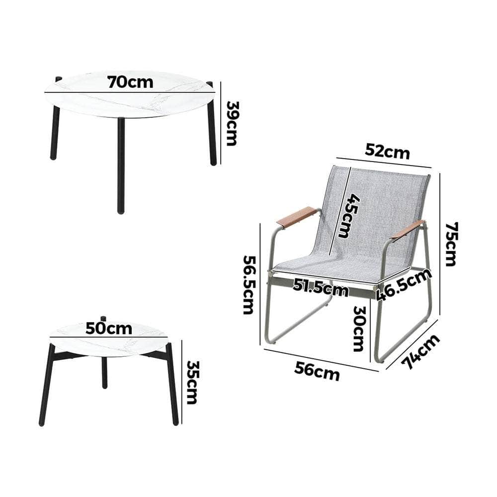 6PCS Outdoor Patio Set 4x Chairs with Coffee Table Textilene Garden Set
