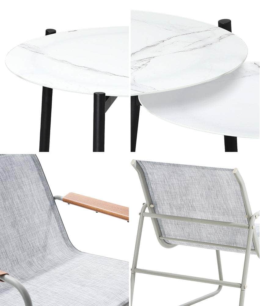 6PCS Outdoor Patio Set 4x Chairs with Coffee Table Textilene Garden Set