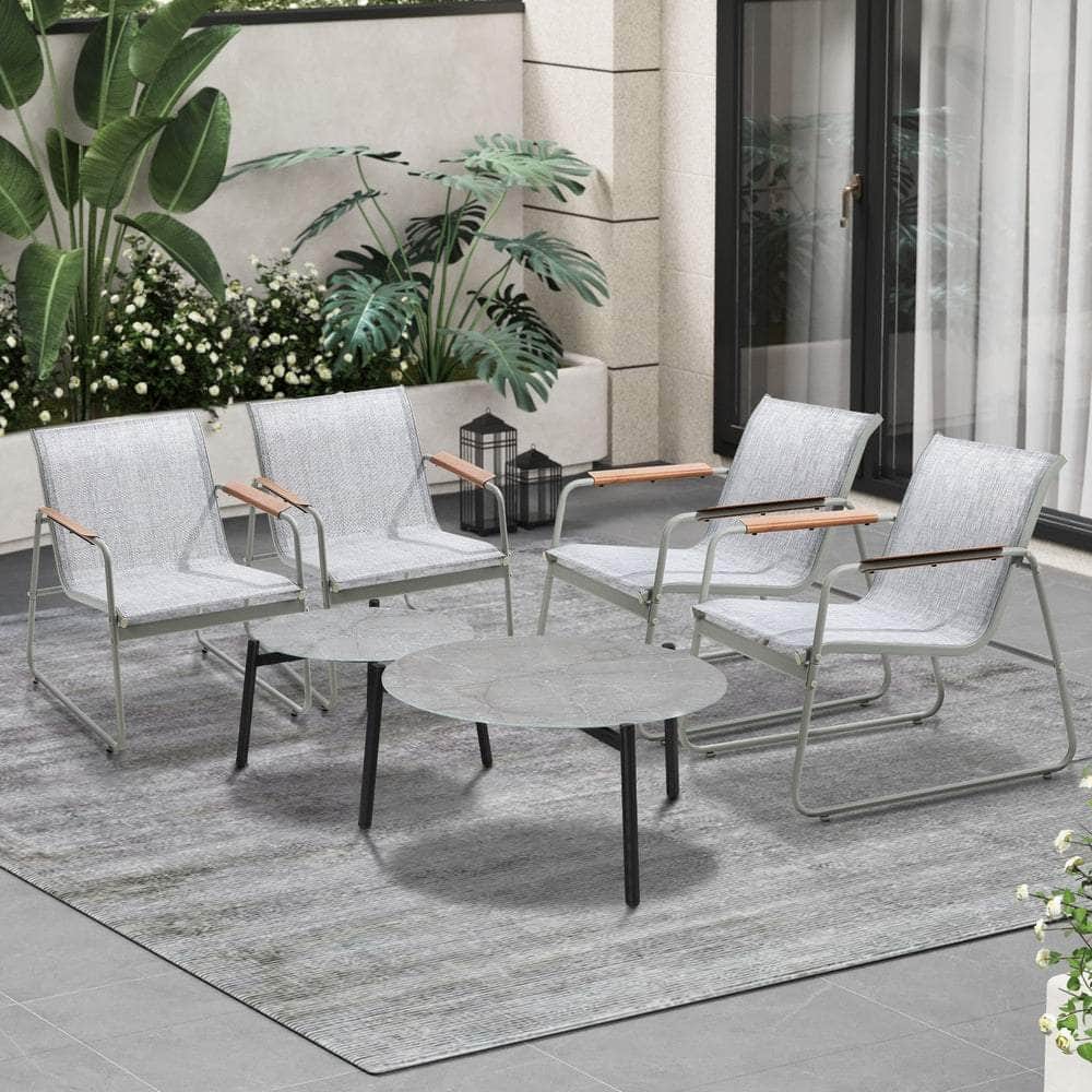 6PCS Outdoor Patio Set 4x Chairs with Coffee Table Textilene Garden Set