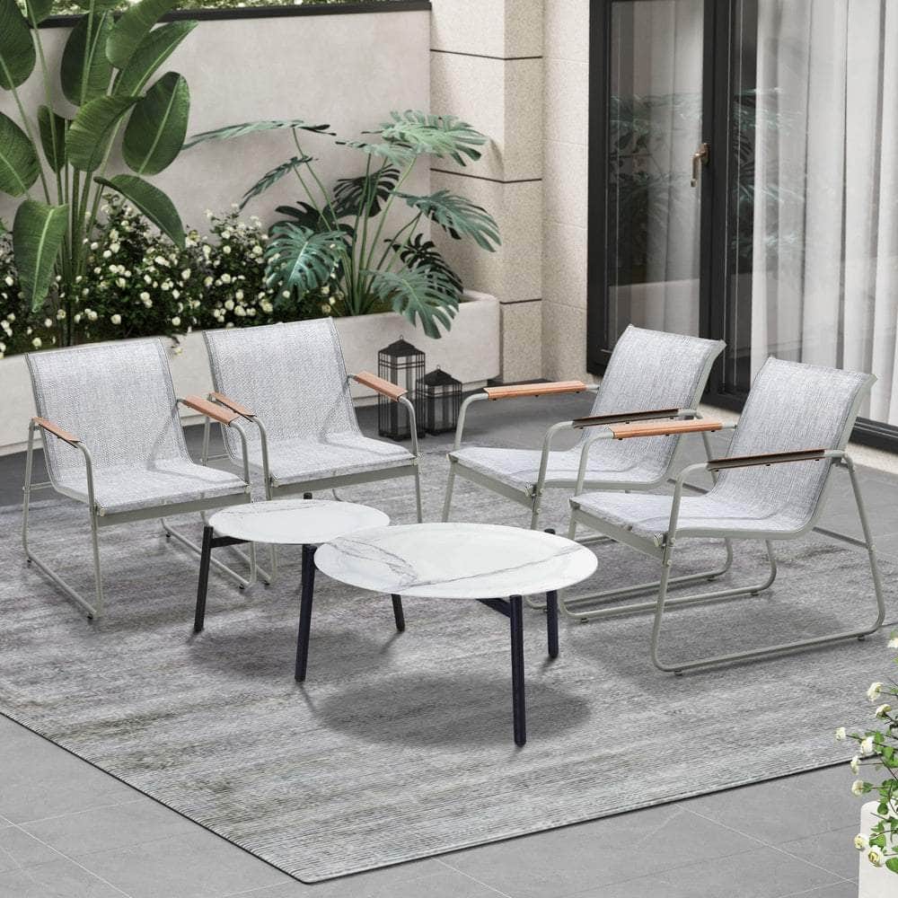6PCS Outdoor Patio Set 4x Chairs with Coffee Table Textilene Garden Set
