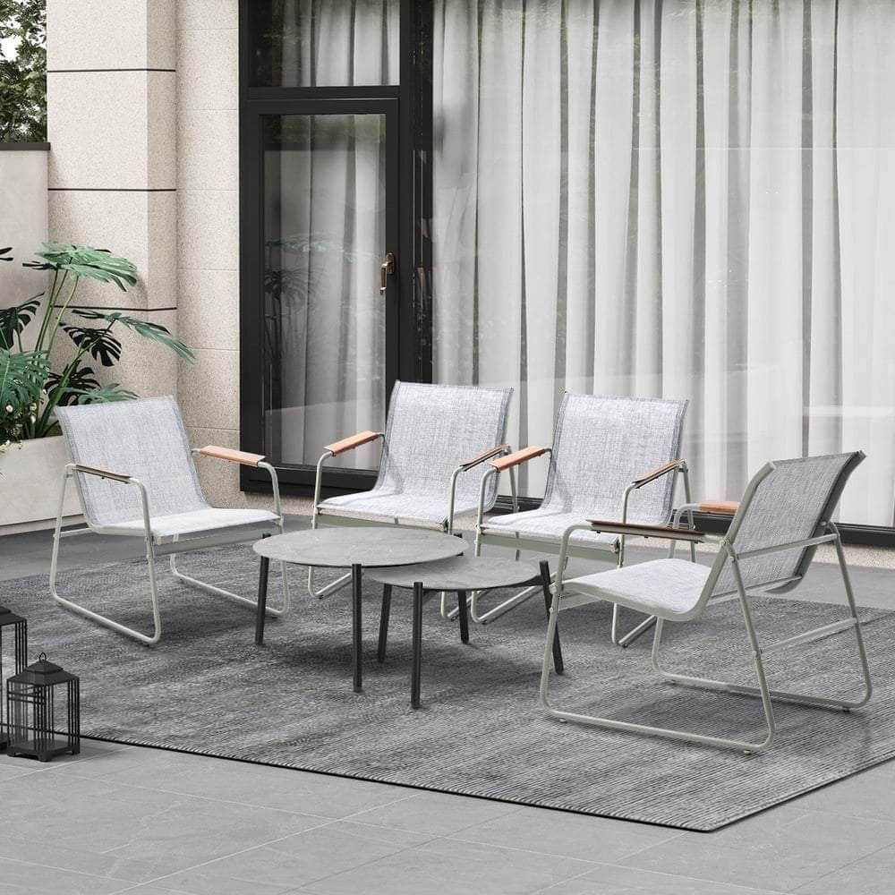 6PCS Outdoor Patio Set 4x Chairs with Coffee Table Textilene Garden Set