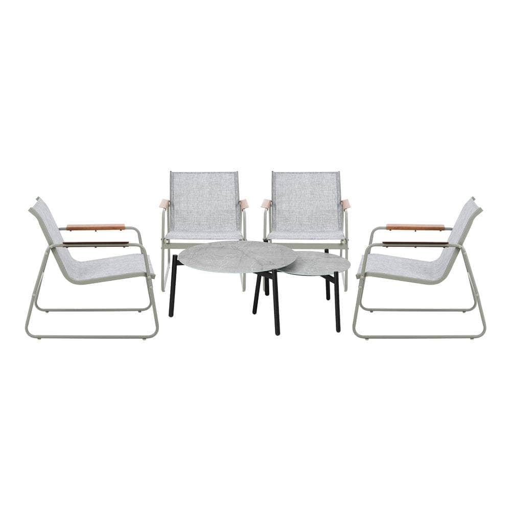 6PCS Outdoor Patio Set 4x Chairs with Coffee Table Textilene Garden Set