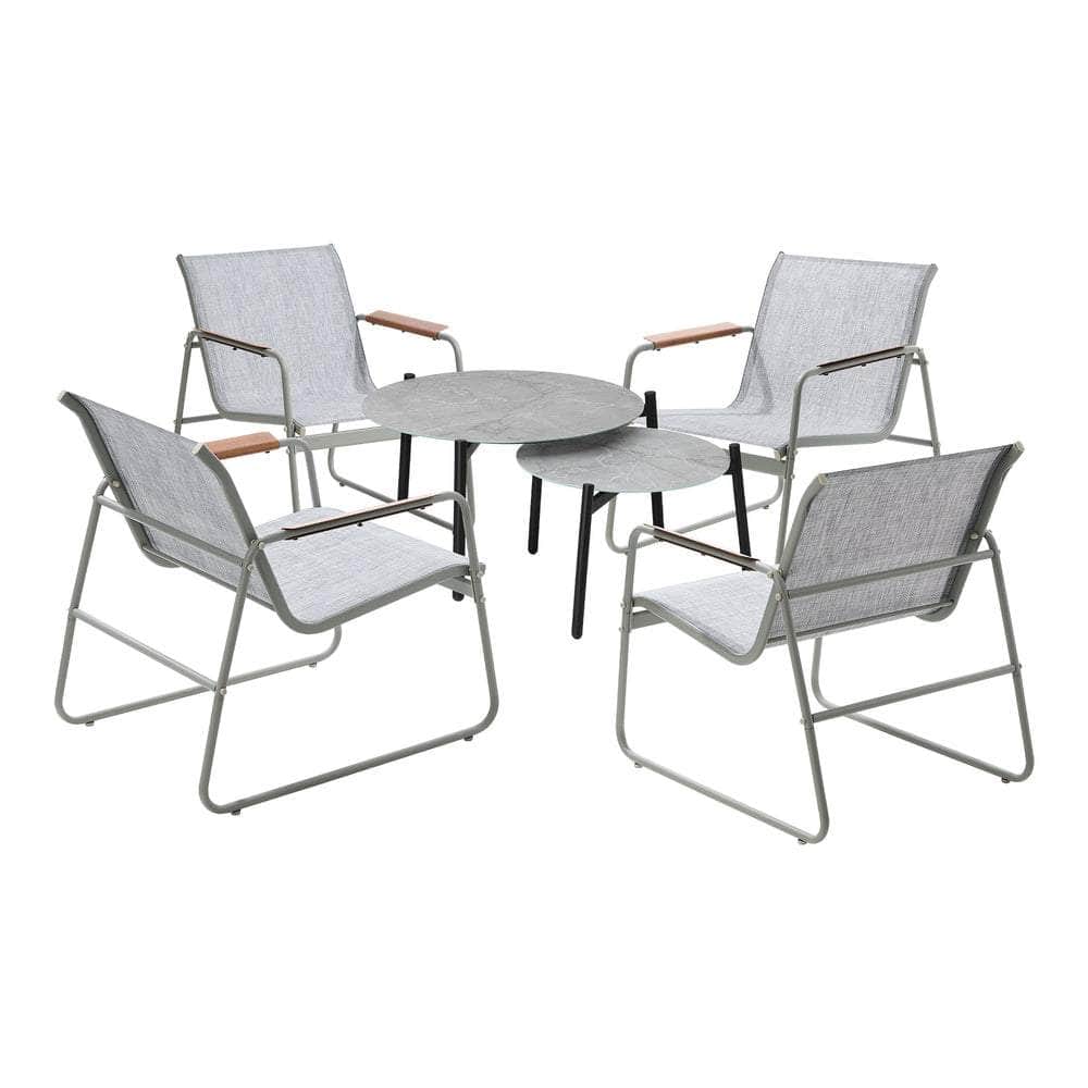 6PCS Outdoor Patio Set 4x Chairs with Coffee Table Textilene Garden Set