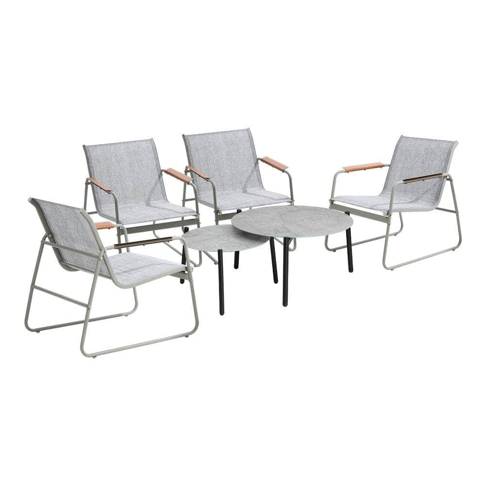 6PCS Outdoor Patio Set 4x Chairs with Coffee Table Textilene Garden Set