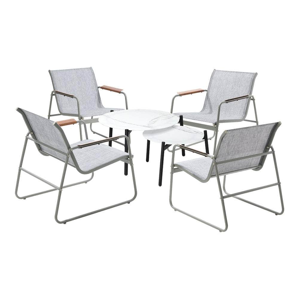 6PCS Outdoor Patio Set 4x Chairs with Coffee Table Textilene Garden Set