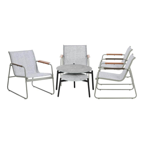 6PCS Outdoor Patio Set 4x Chairs with Coffee Table Textilene Garden Set