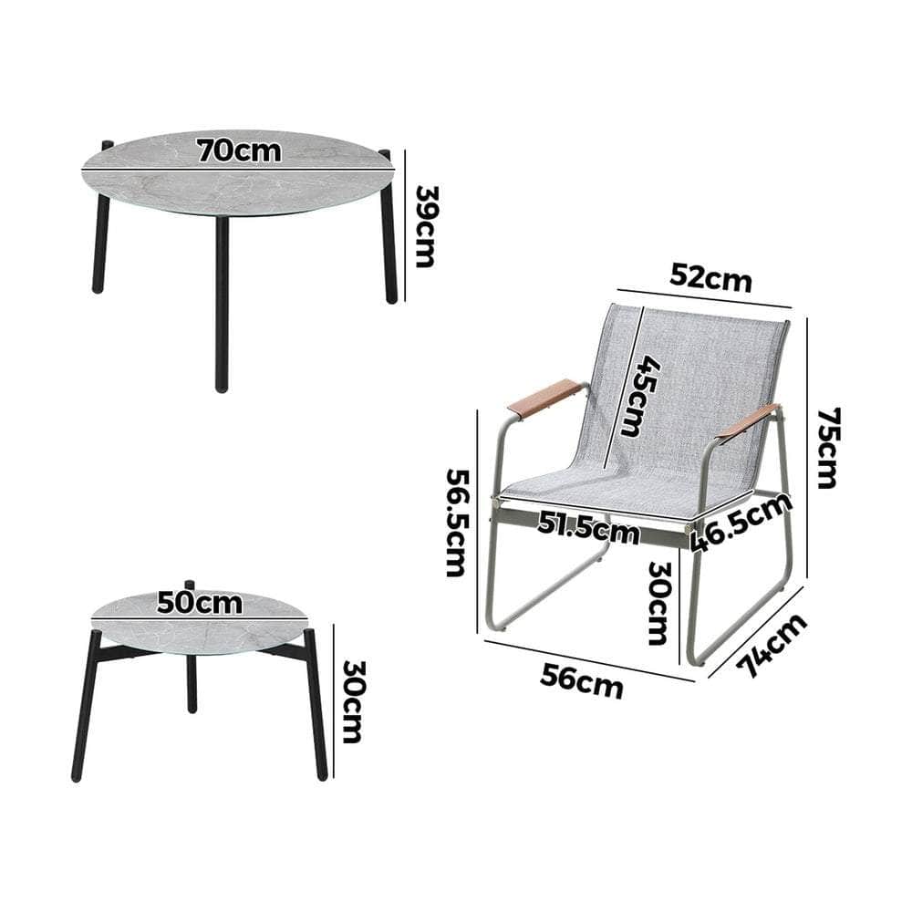 6PCS Outdoor Patio Set 4x Chairs with Coffee Table Textilene Garden Set