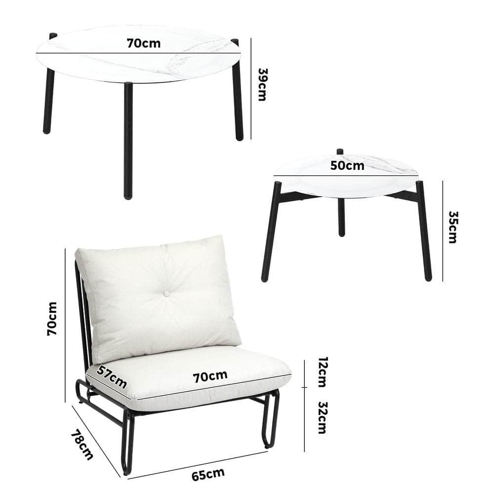 6PCS Outdoor Sofa Set 2-in-1 Coffee Table with Chairs Beige