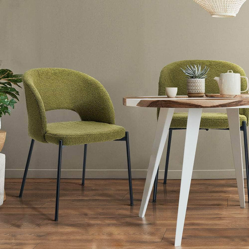 Green colour - 6x Armchair Dining Chair Sherpa Green&Black