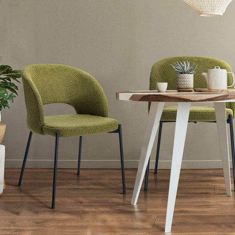 6x Armchair Dining Chair Sherpa Green&Black