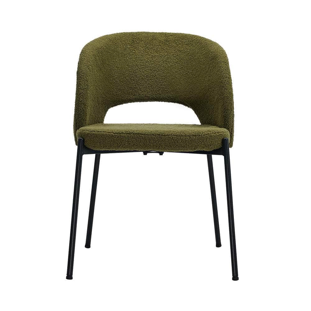 6x Armchair Dining Chair Sherpa Green&Black