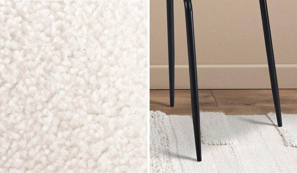 6x Dining Chairs Kitchen Upholstered Sherpa White