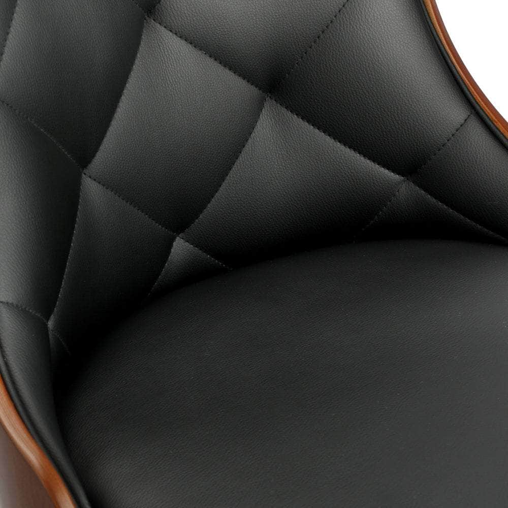 6x Wooden Dining Chairs  Leather Padded Black