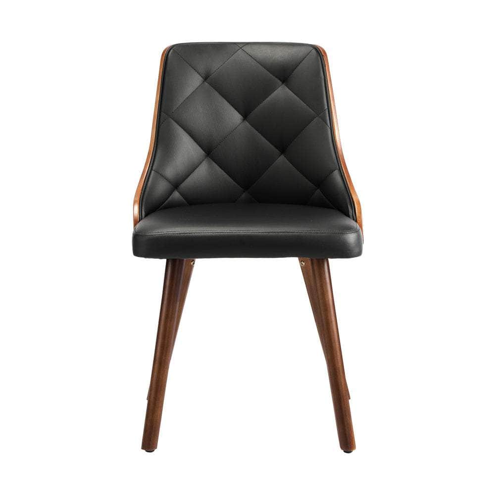 6x Wooden Dining Chairs  Leather Padded Black