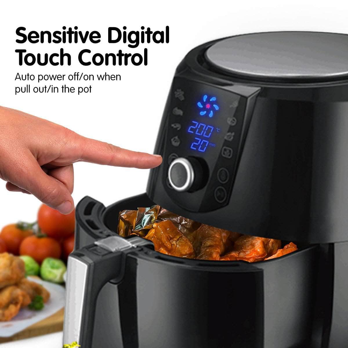 7.2l Electric Air Fryer - 1800w Healthy Cooker For Oil-free Low-fat Cooking Kitchen Bench-top Oven Oil Free Low Fat - Black
