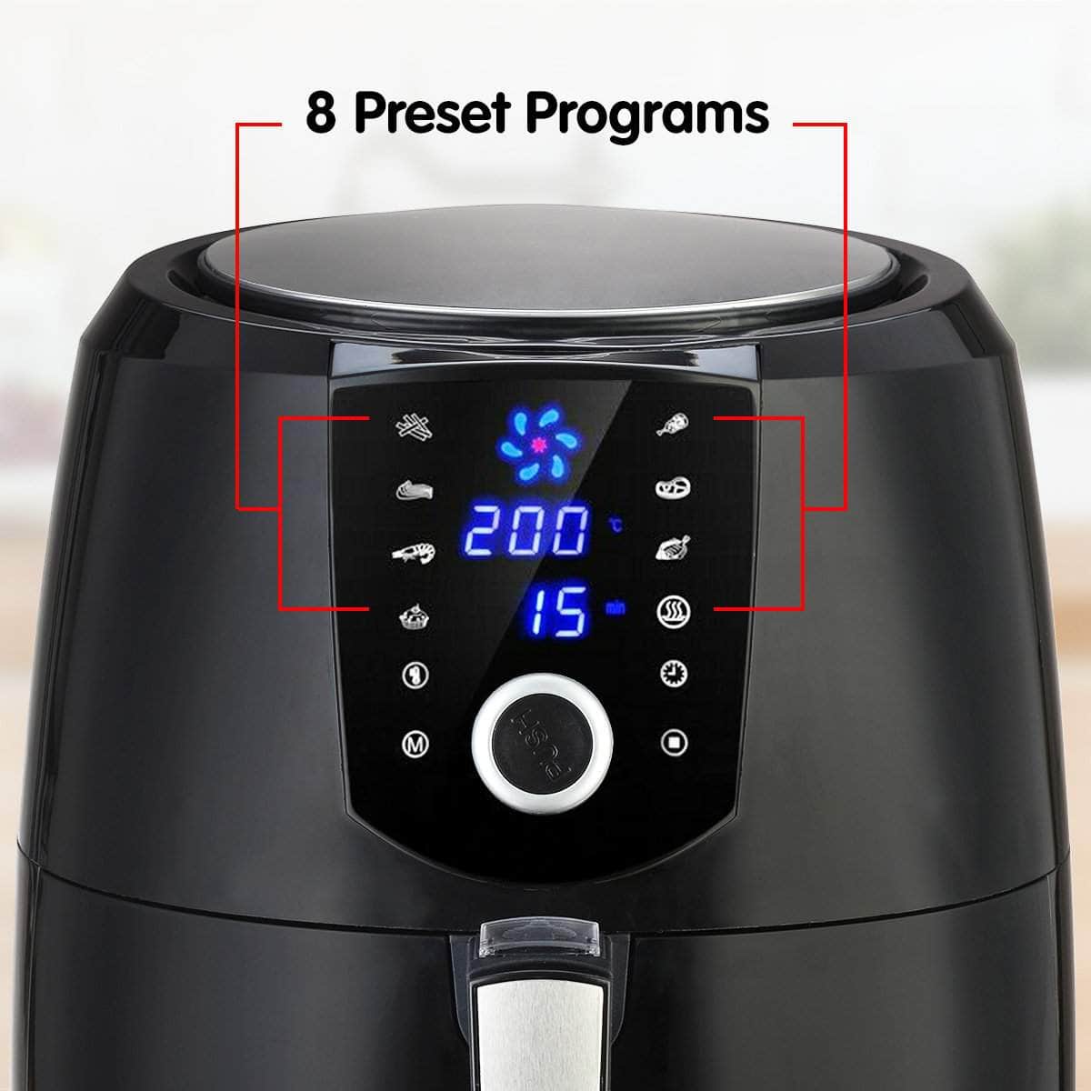 7.2l Electric Air Fryer - 1800w Healthy Cooker For Oil-free Low-fat Cooking Kitchen Bench-top Oven Oil Free Low Fat - Black