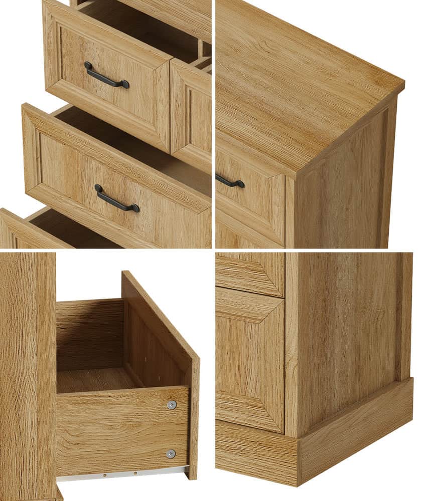 7 Drawer Tallboy Dresser Bedroom Storage Cabinet Natural Wood