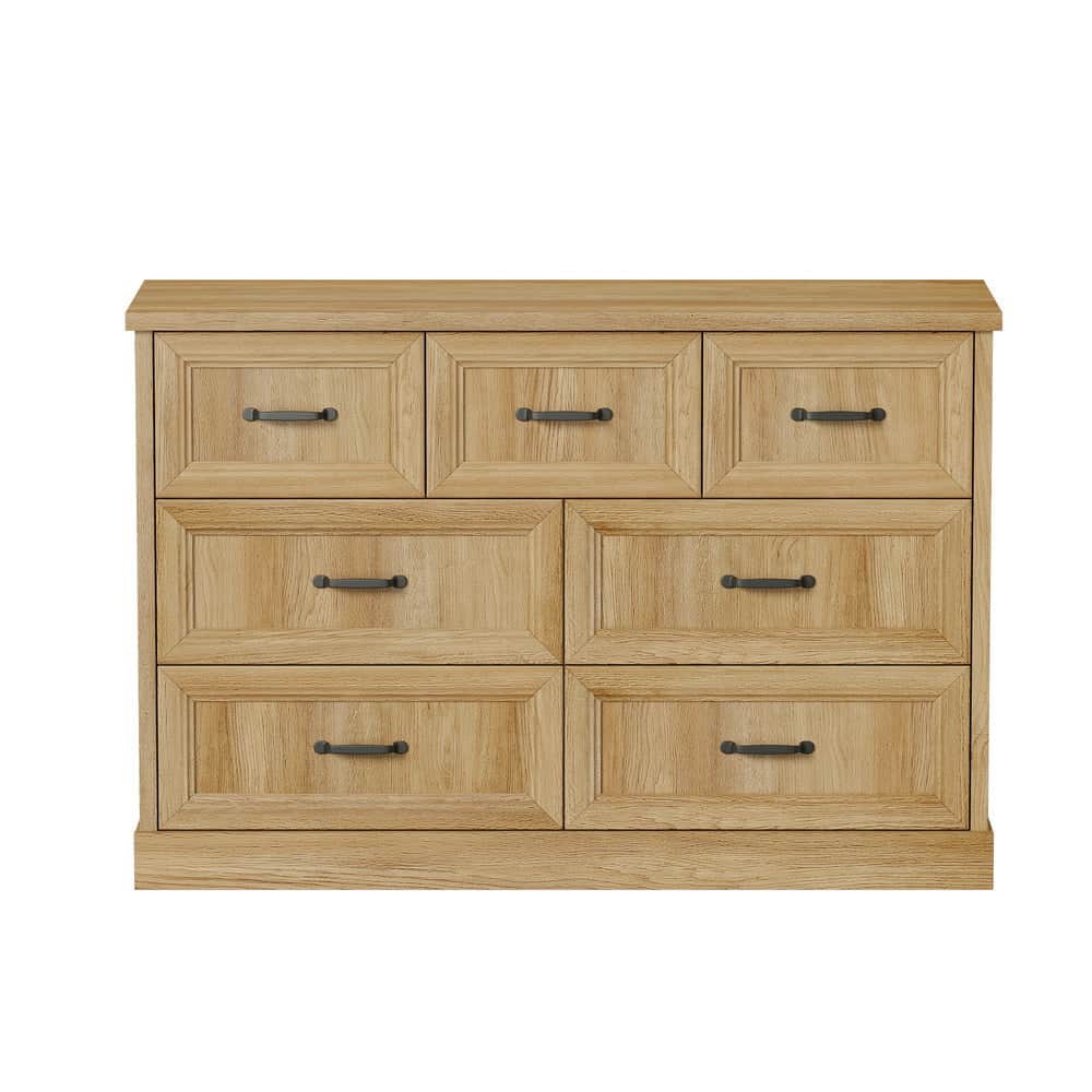 7 Drawer Tallboy Dresser Bedroom Storage Cabinet Natural Wood