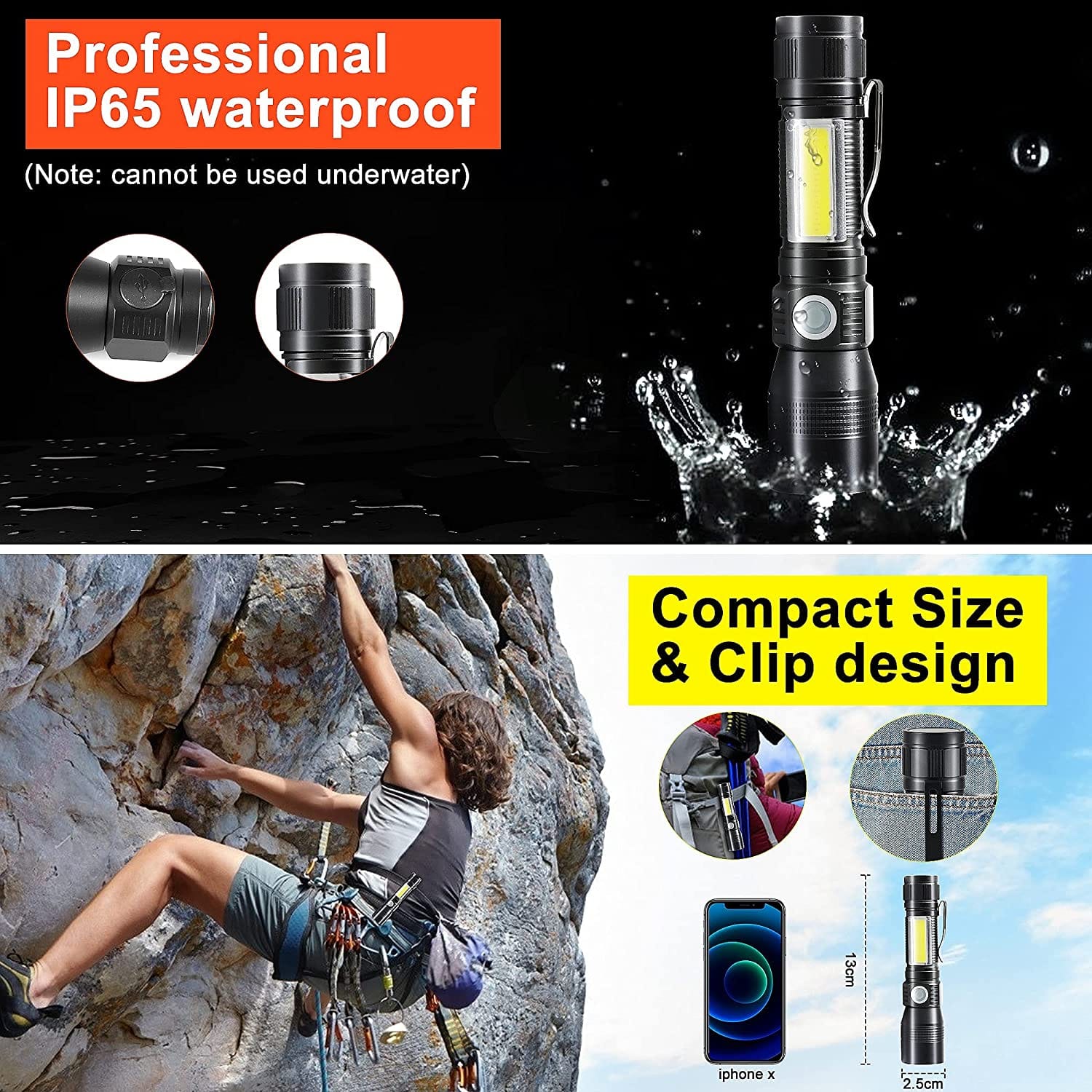 7 Modes Waterproof Rechargeable Uv Light Flashlight Torch For Camping | Camping Lights & Lanterns - photo 11