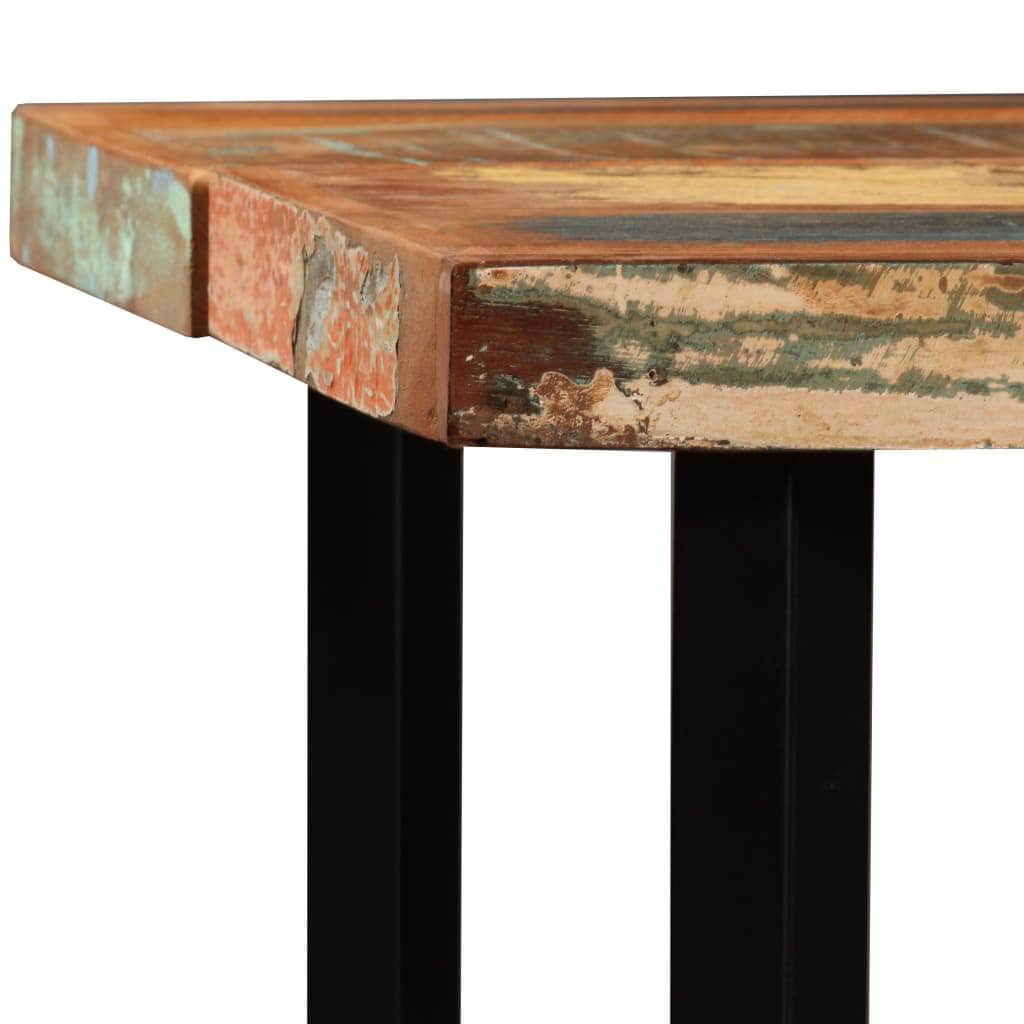 7 Piece Bar Set Solid Reclaimed Wood, Genuine Leather & Canvas