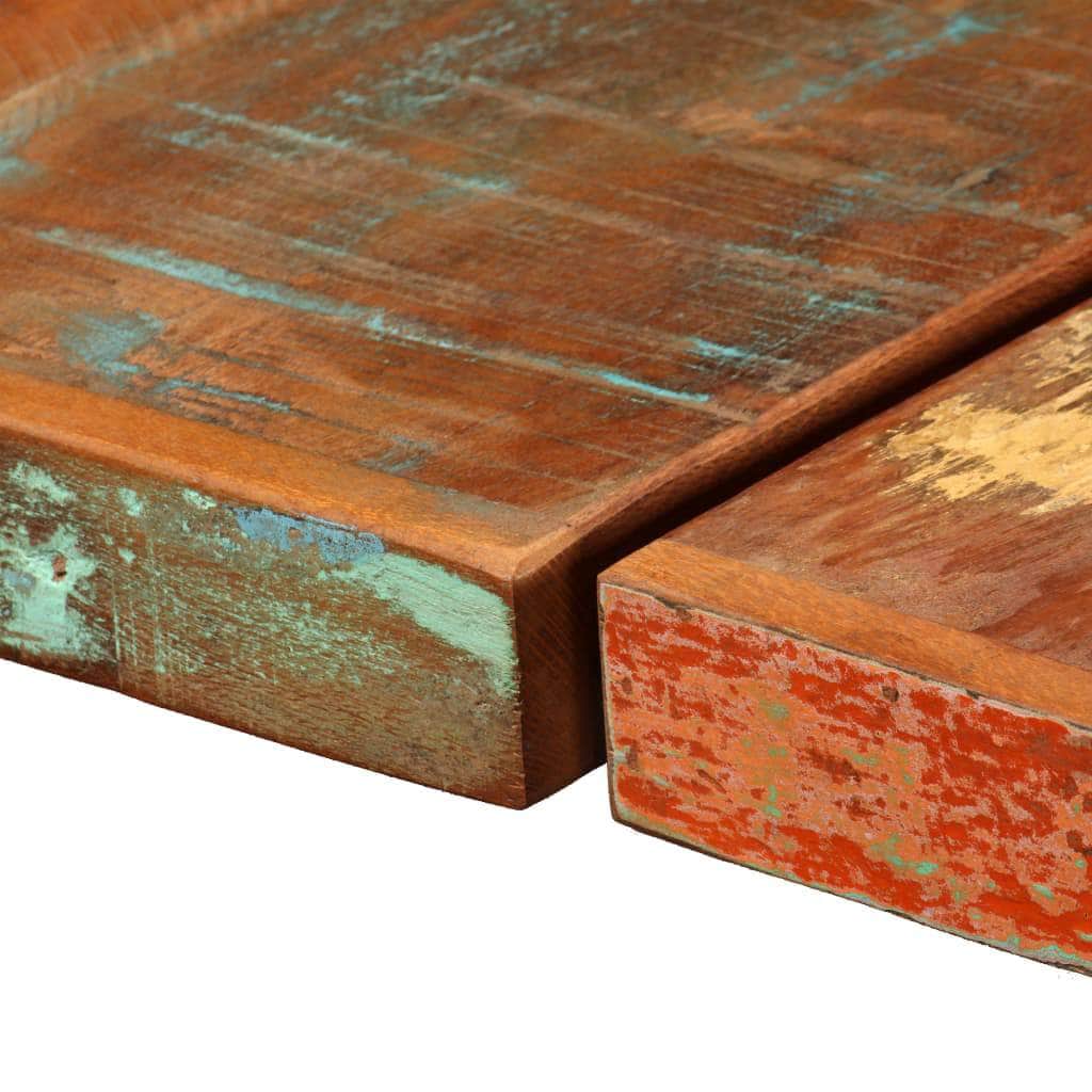 7 Piece Bar Set Solid Reclaimed Wood, Genuine Leather & Canvas