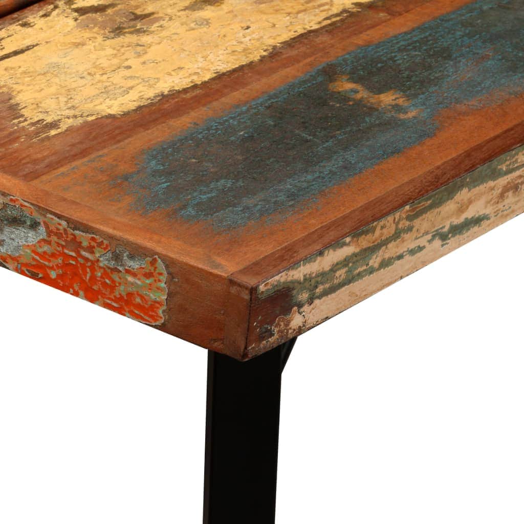 7 Piece Bar Set Solid Reclaimed Wood, Genuine Leather & Canvas