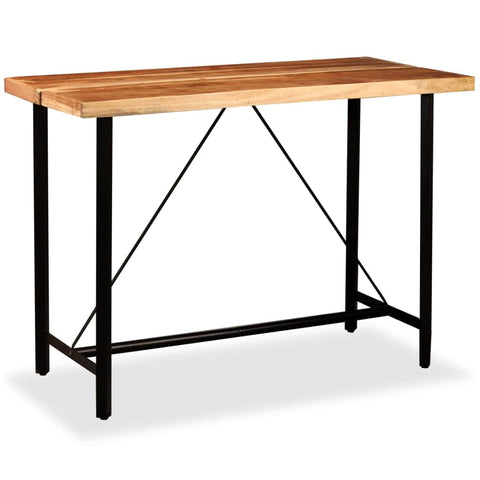 7 Piece Bar Set Solid Sheesham Wood, Genuine Leather & Canvas