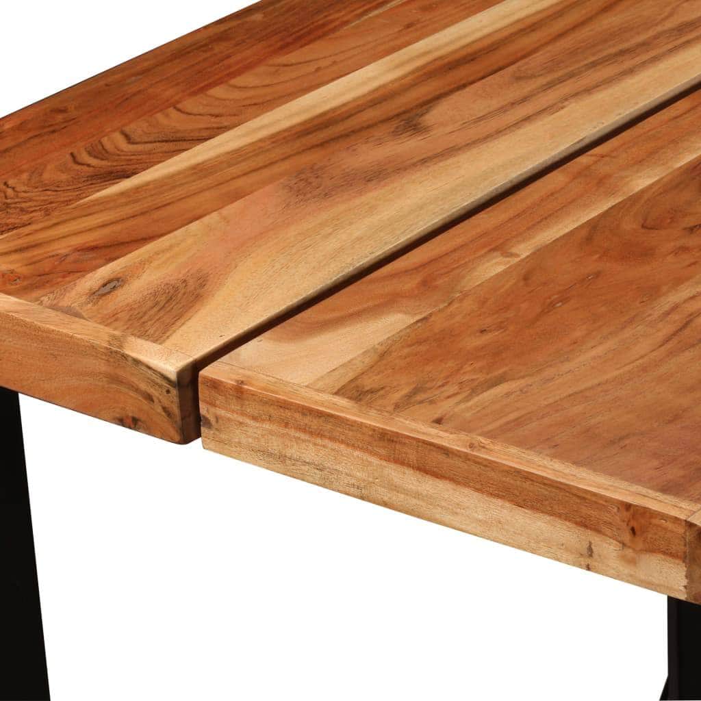 7 Piece Bar Set Solid Sheesham Wood, Genuine Leather & Canvas