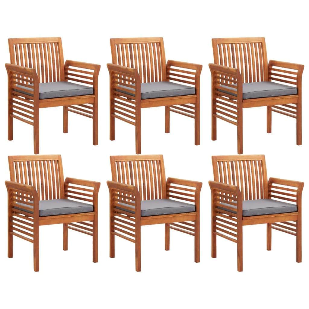 7 Piece Outdoor Dining Set with Cushions Solid Acacia Wood