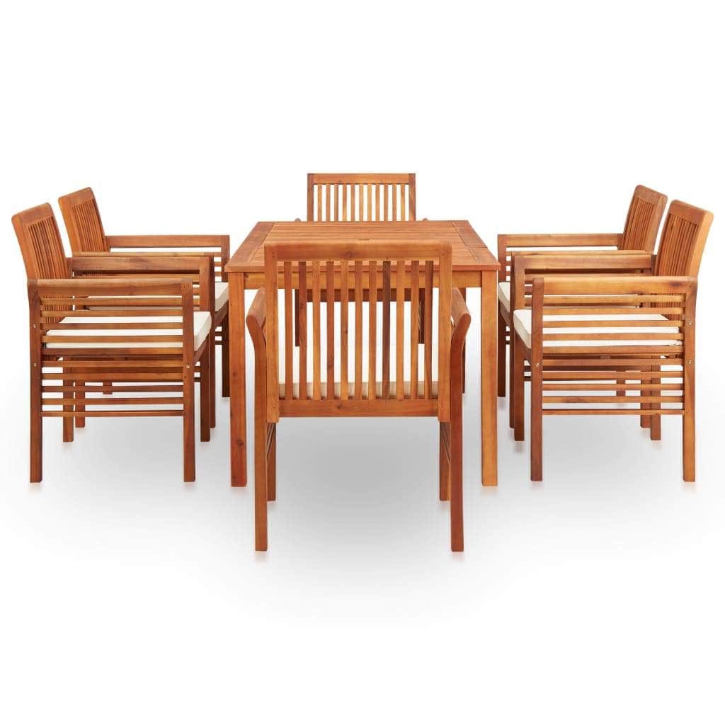7 Piece Outdoor Dining Set with Cushions Solid Acacia Wood