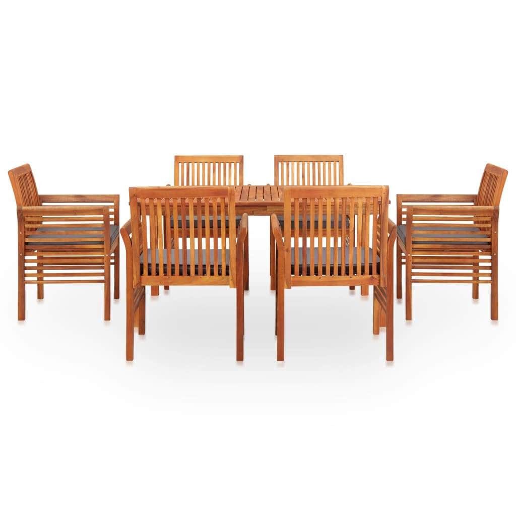 7 Piece Outdoor Dining Set with Cushions Solid Acacia Wood