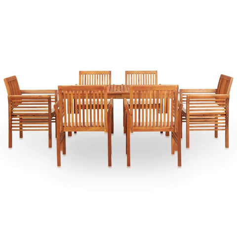 7 Piece Outdoor Dining Set with Cushions Solid Acacia Wood