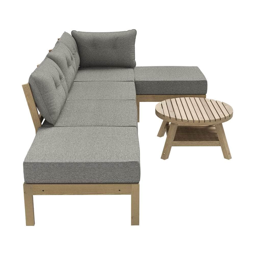 7-Piece Outdoor Lounge Sofa Set Garden Patio Rattan Furniture Grey