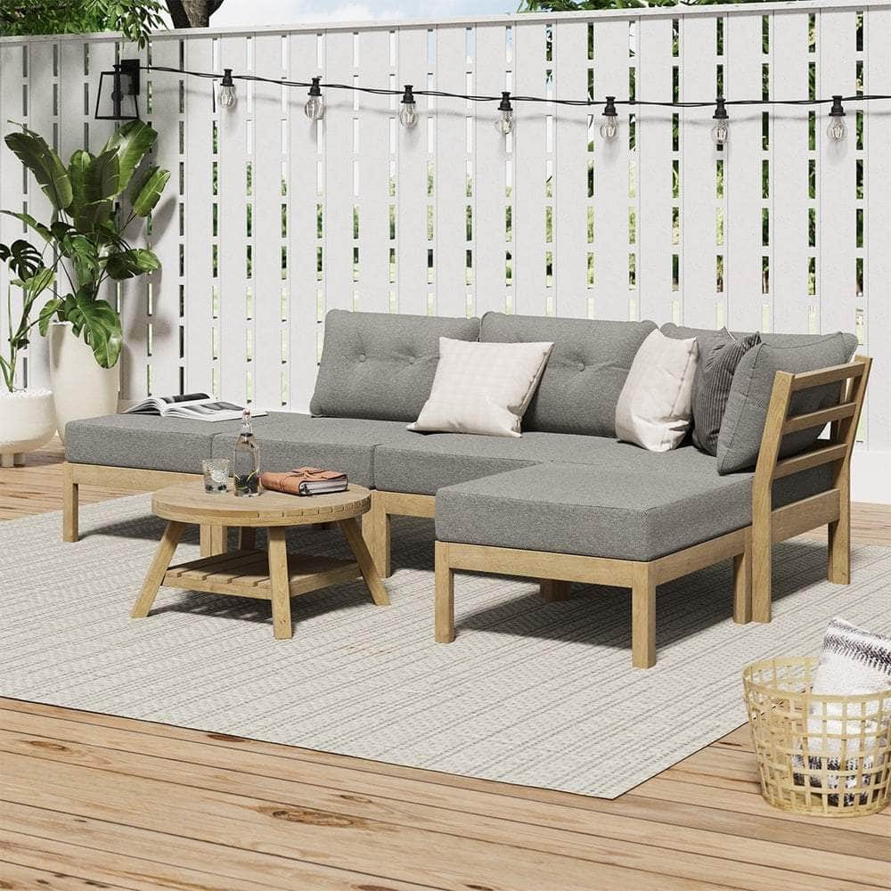 7-Piece Outdoor Lounge Sofa Set Garden Patio Rattan Furniture Grey