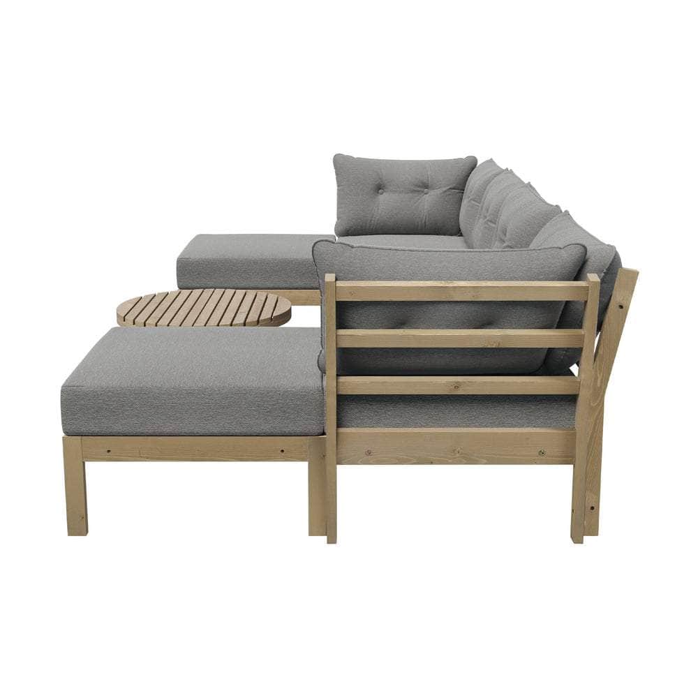 7 Piece Outdoor Lounge Sofa Set in Grey Rattan Garden Furniture for Patio