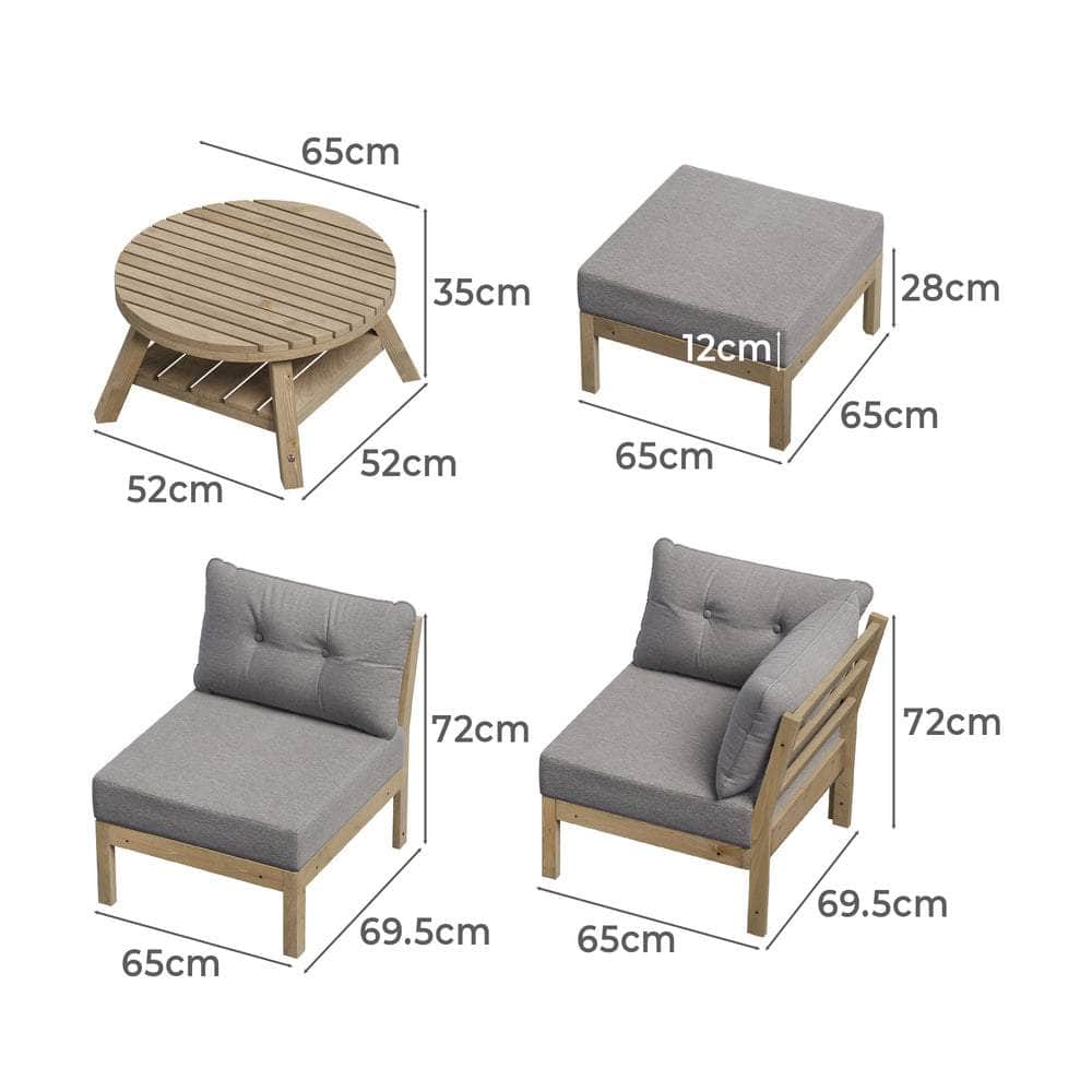 7 Piece Outdoor Lounge Sofa Set in Grey Rattan Garden Furniture for Patio