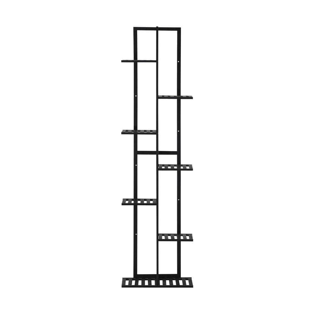 7 Tiers Bamboo Plant Stand Staged Black