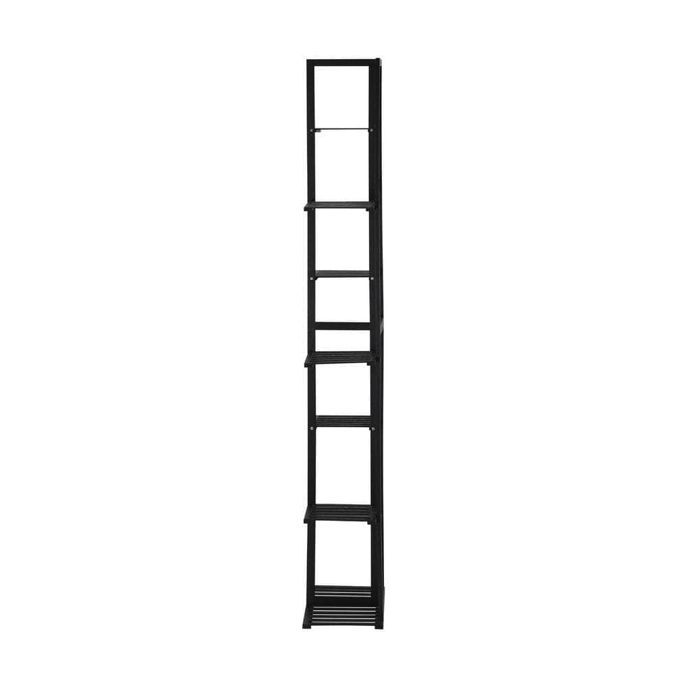 7 Tiers Bamboo Plant Stand Staged Black