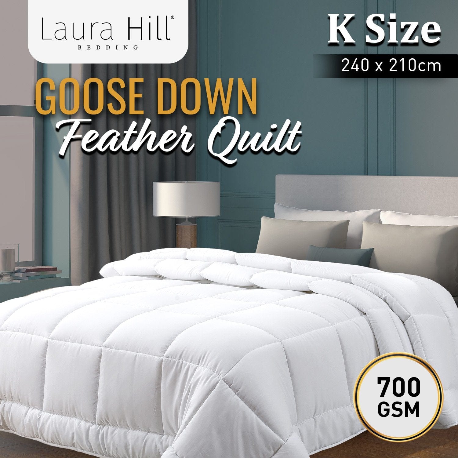 Queen - 700GSM Goose Down Feather Comforter Doona - Queen/King/Super King - photo 12