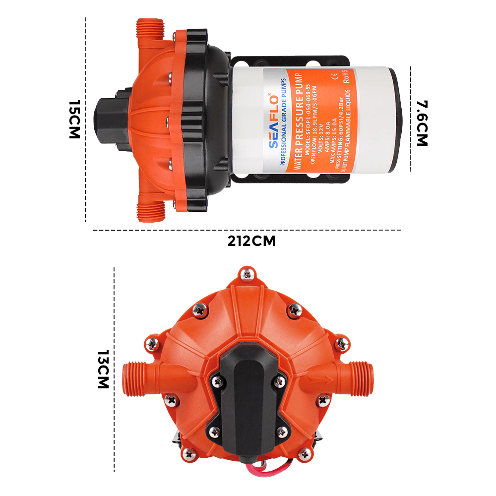 70PSI Deck Washdown Pump Kit for Boat Caravan Yacht Wash Pump 12V 5GPM