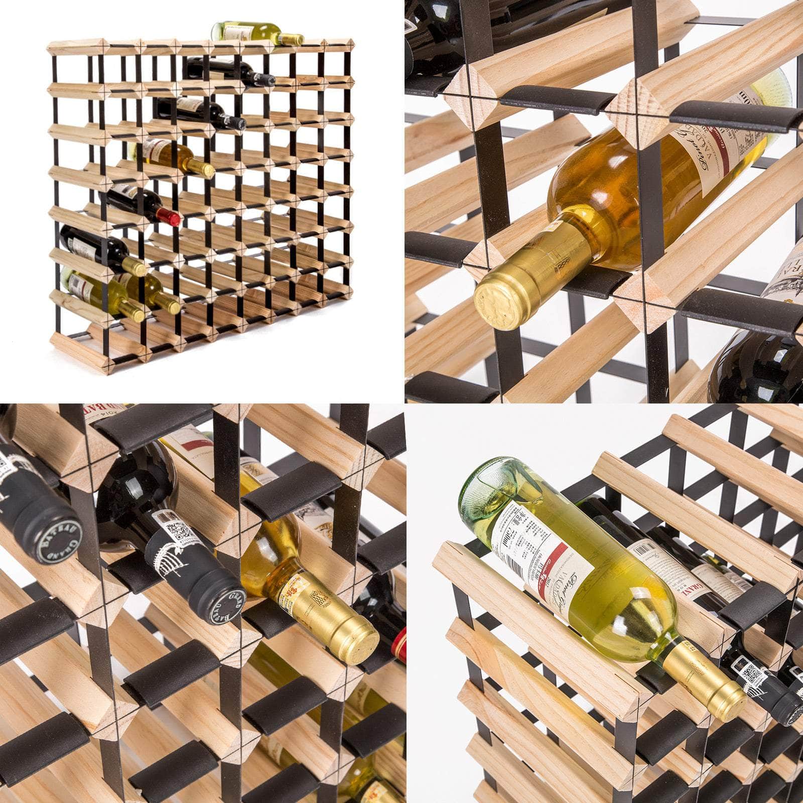 72 Bottle Timber Wine Rack Storage Cellar Organiser