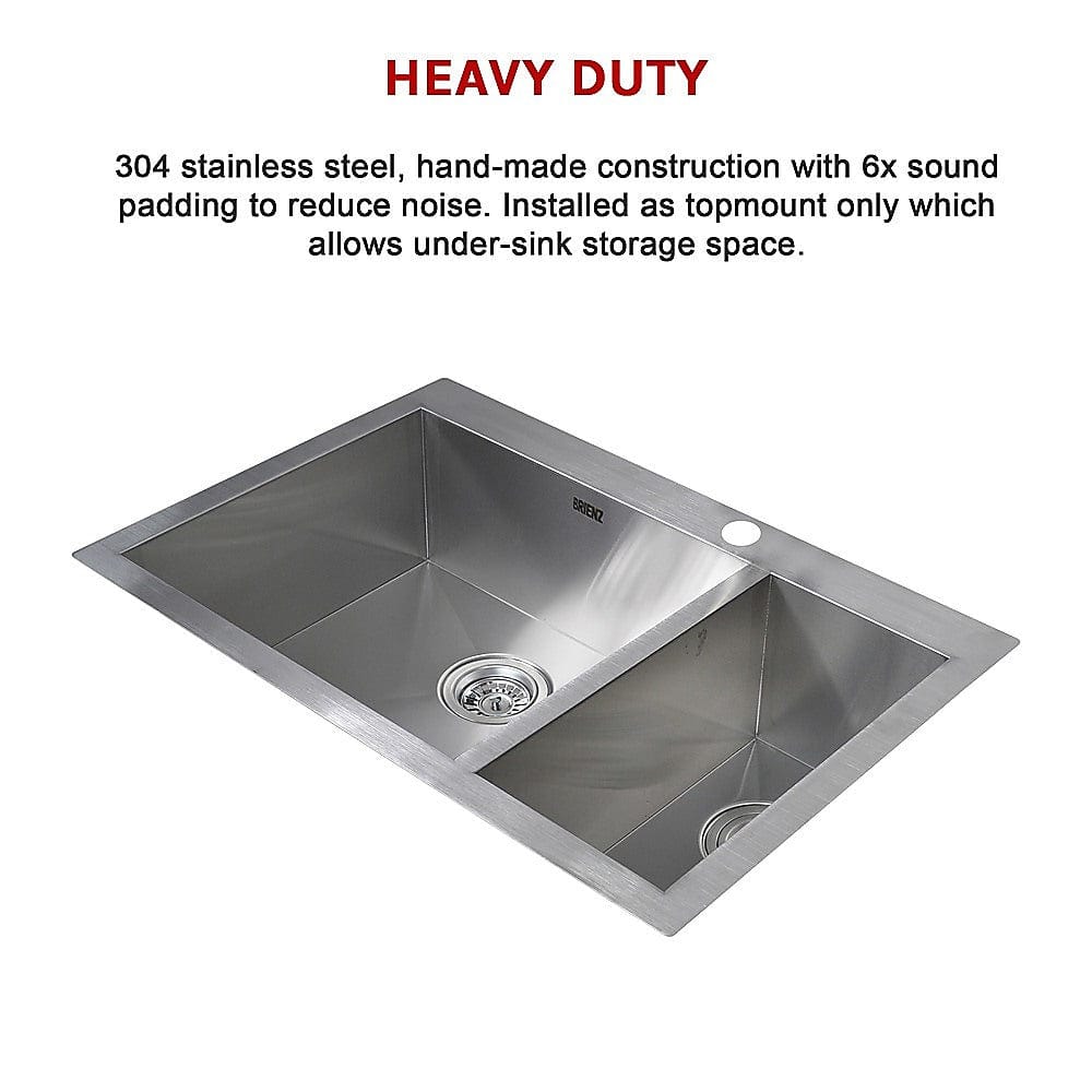 745x505mm Handmade Stainless Steel Topmount Kitchen Sink with Waste