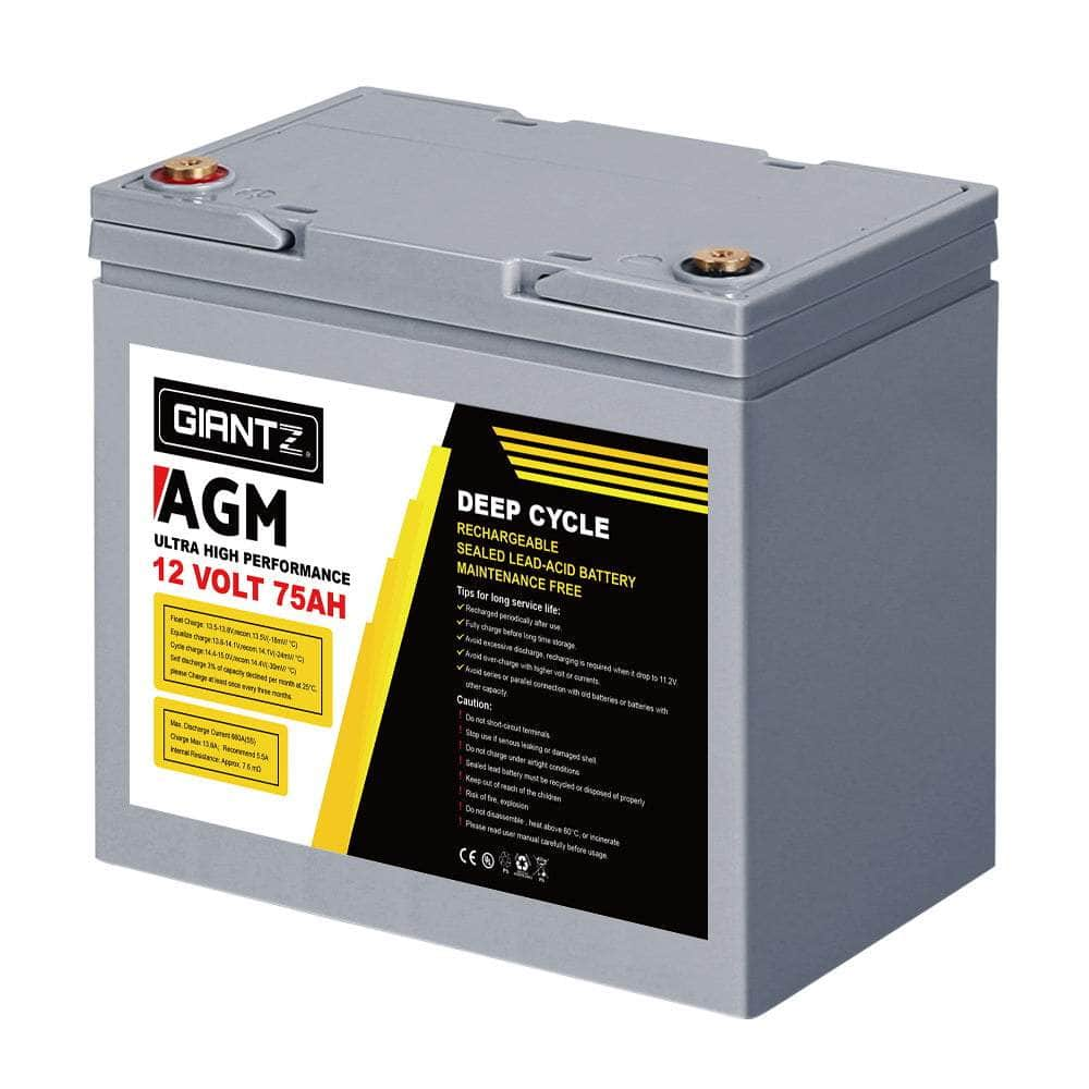 75Ah Deep Cycle Battery 12V AGM Marine Sealed Power Portable Box Solar Caravan Camping