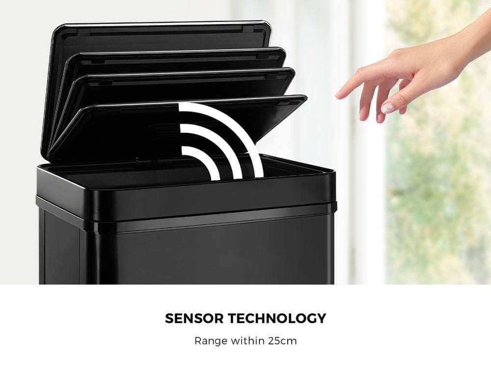 75L Motion Sensor Bin Automatic Rubbish Trash Can Black