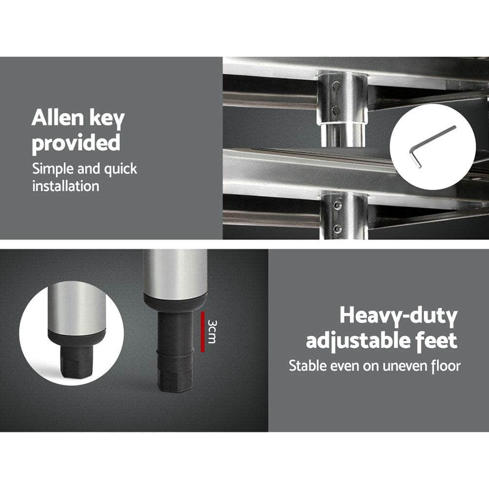 760X760Mm Stainless Steel Kitchen Bench With Wheels