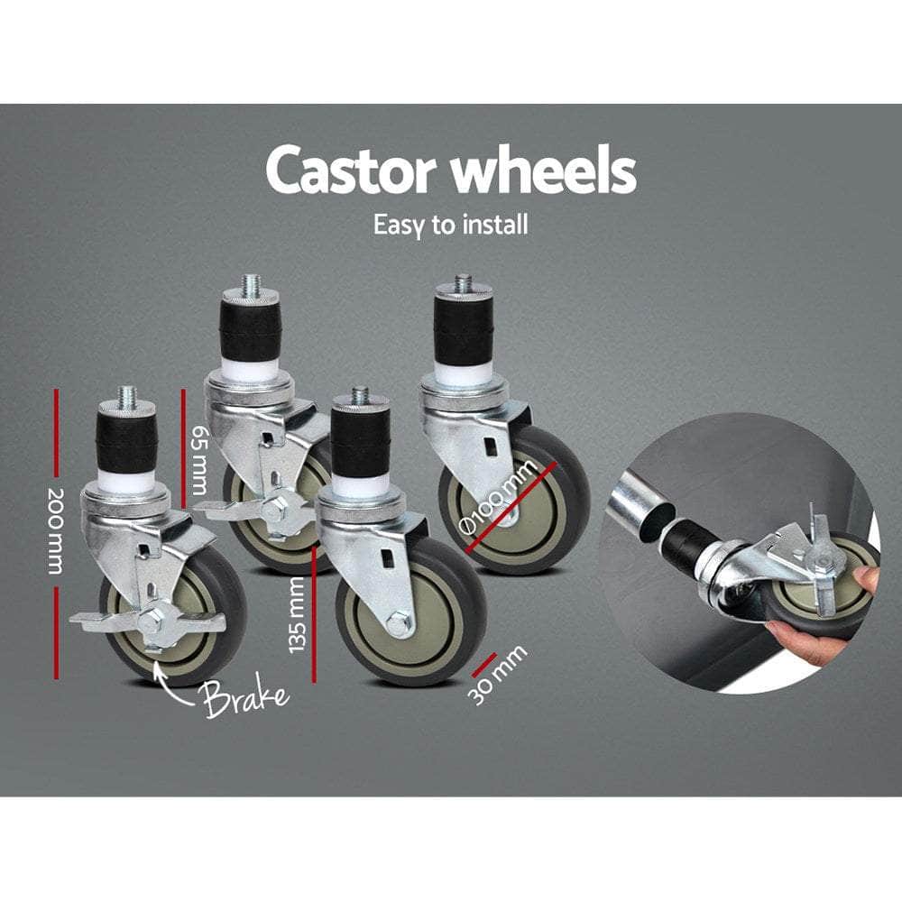 760X760Mm Stainless Steel Kitchen Bench With Wheels